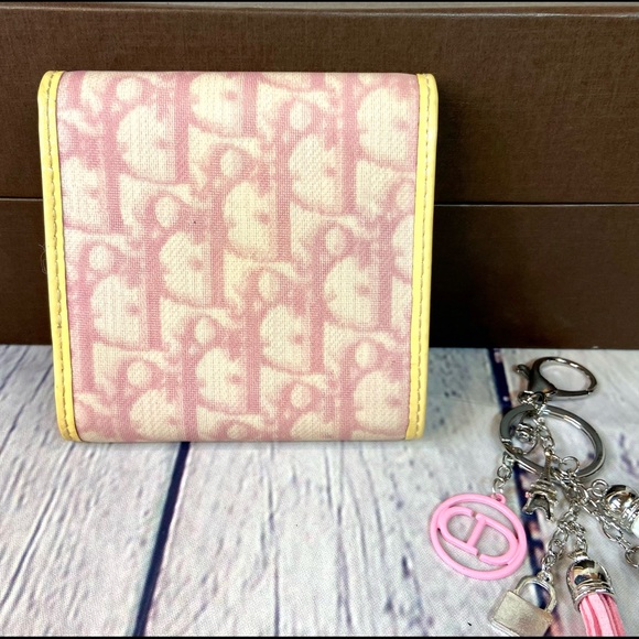 Christian Dior Pink Trotteur wallet with bag charm keychain - Picture 2 of 15